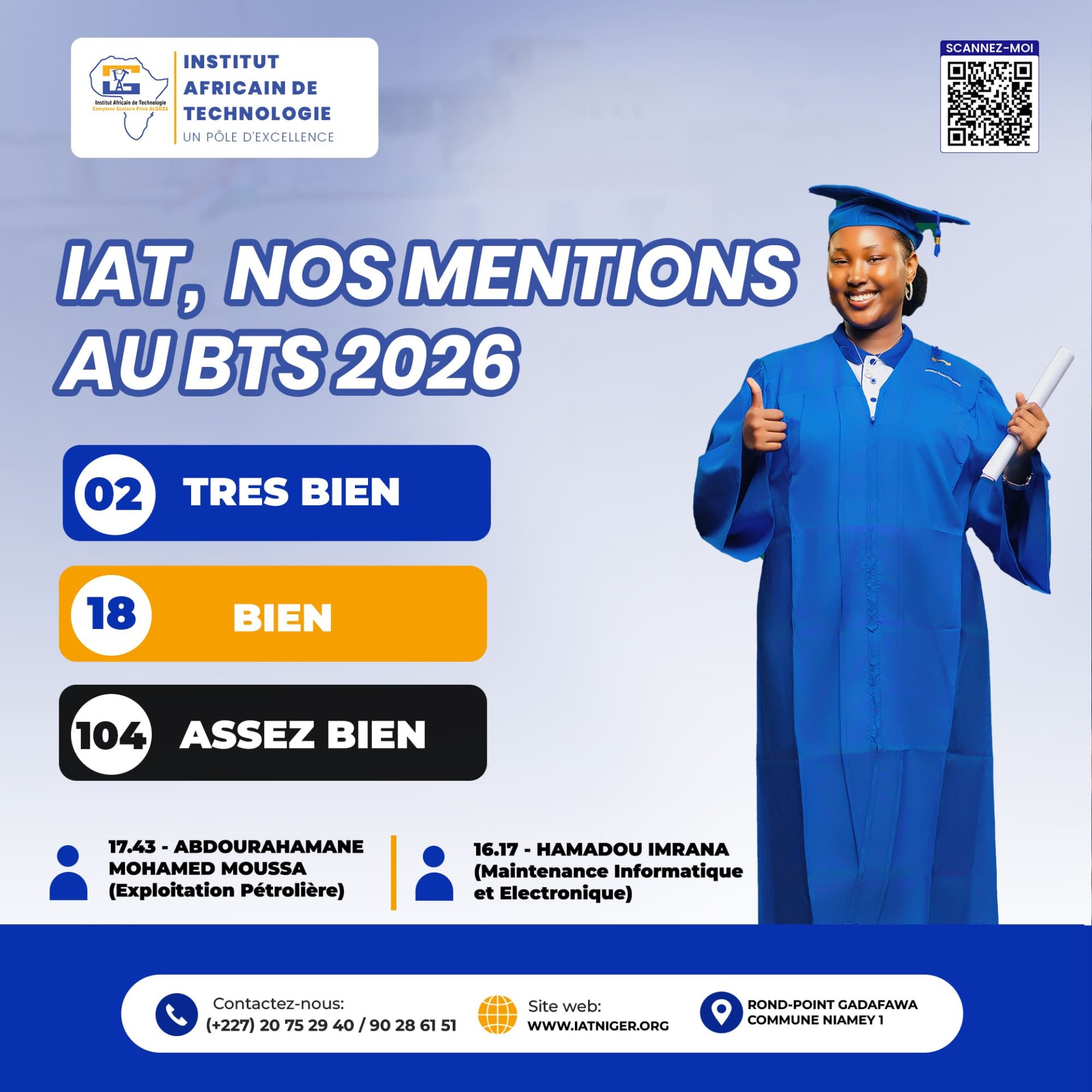 Résultats BTS 2026 au Niger : les performances de l'Institut Africain de Technologie